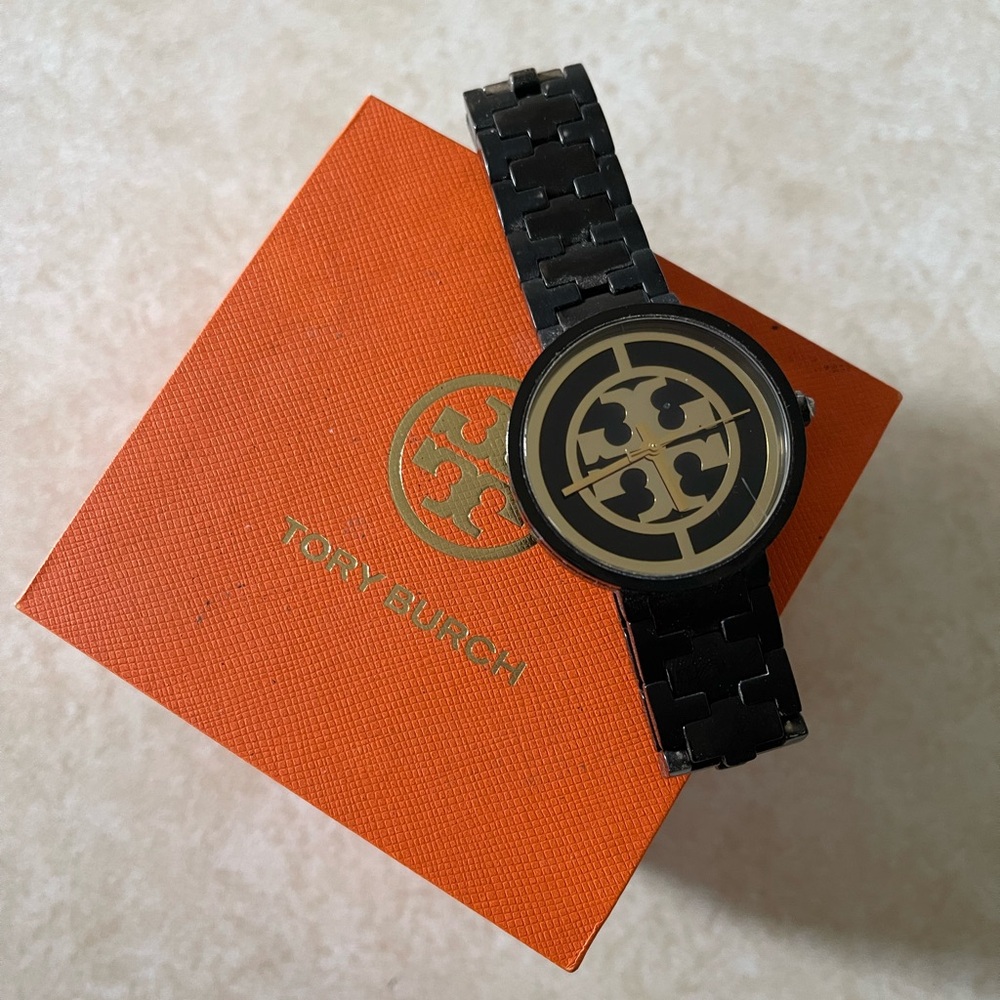 Tory Burch Black and Gold Watch